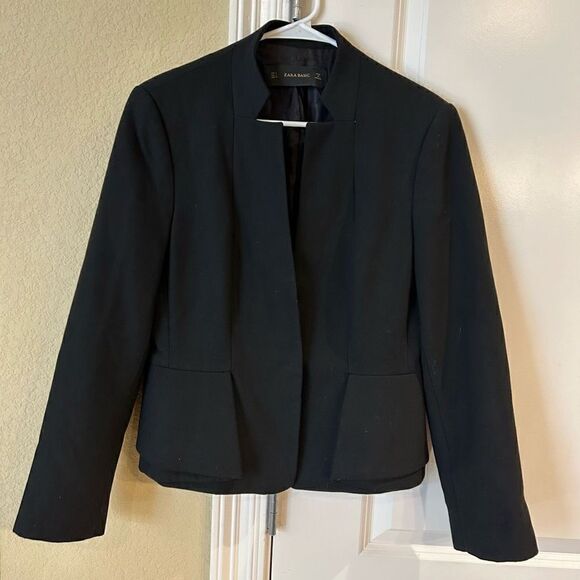 Zara Basic women’s black classic blazer jacket size large - Picture 1 of 9